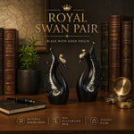 Royal Swan Pair - Black with Gold touch