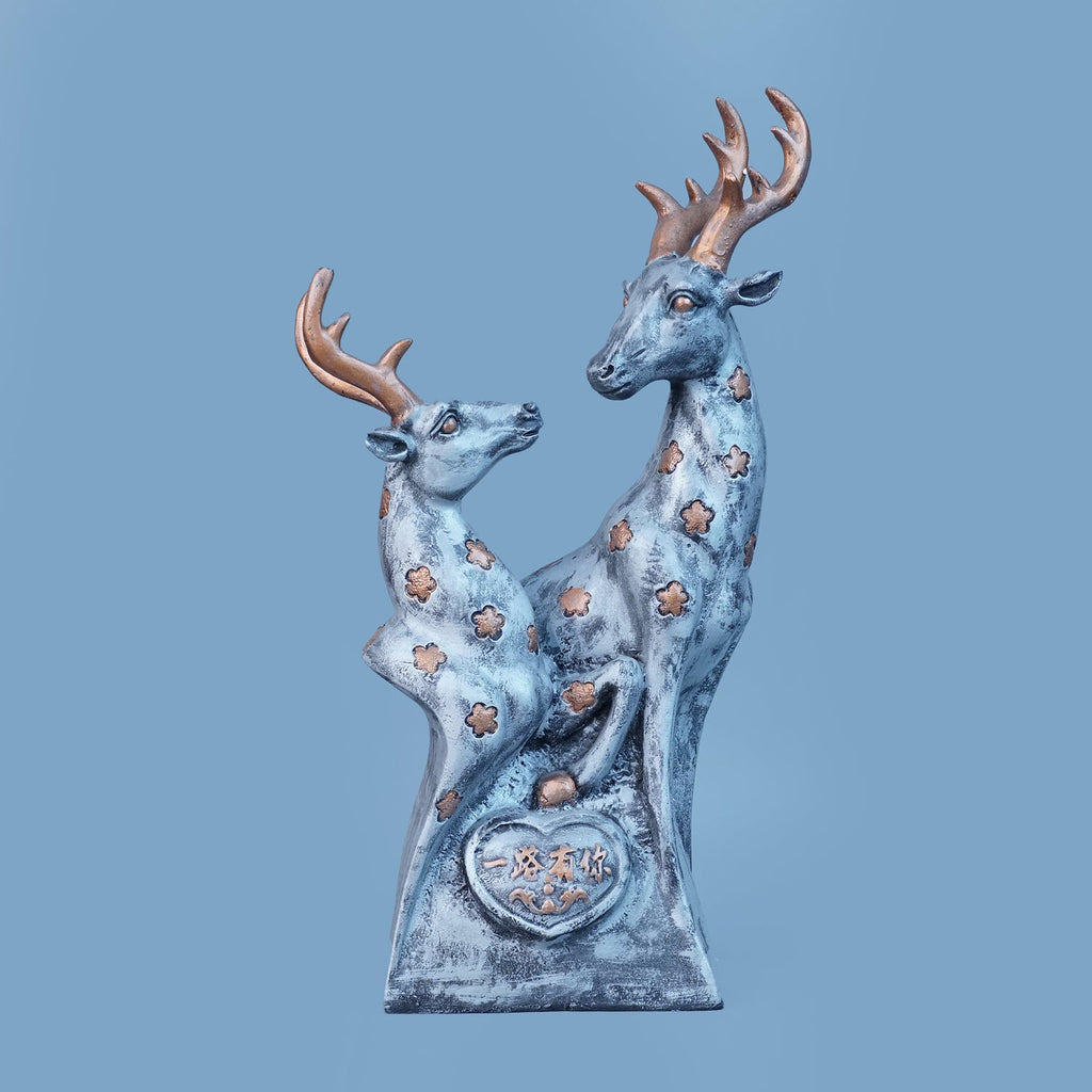 Royal Floral Deer Pair - Antique Silver Collection