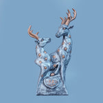 Royal Floral Deer Pair - Antique Silver Collection