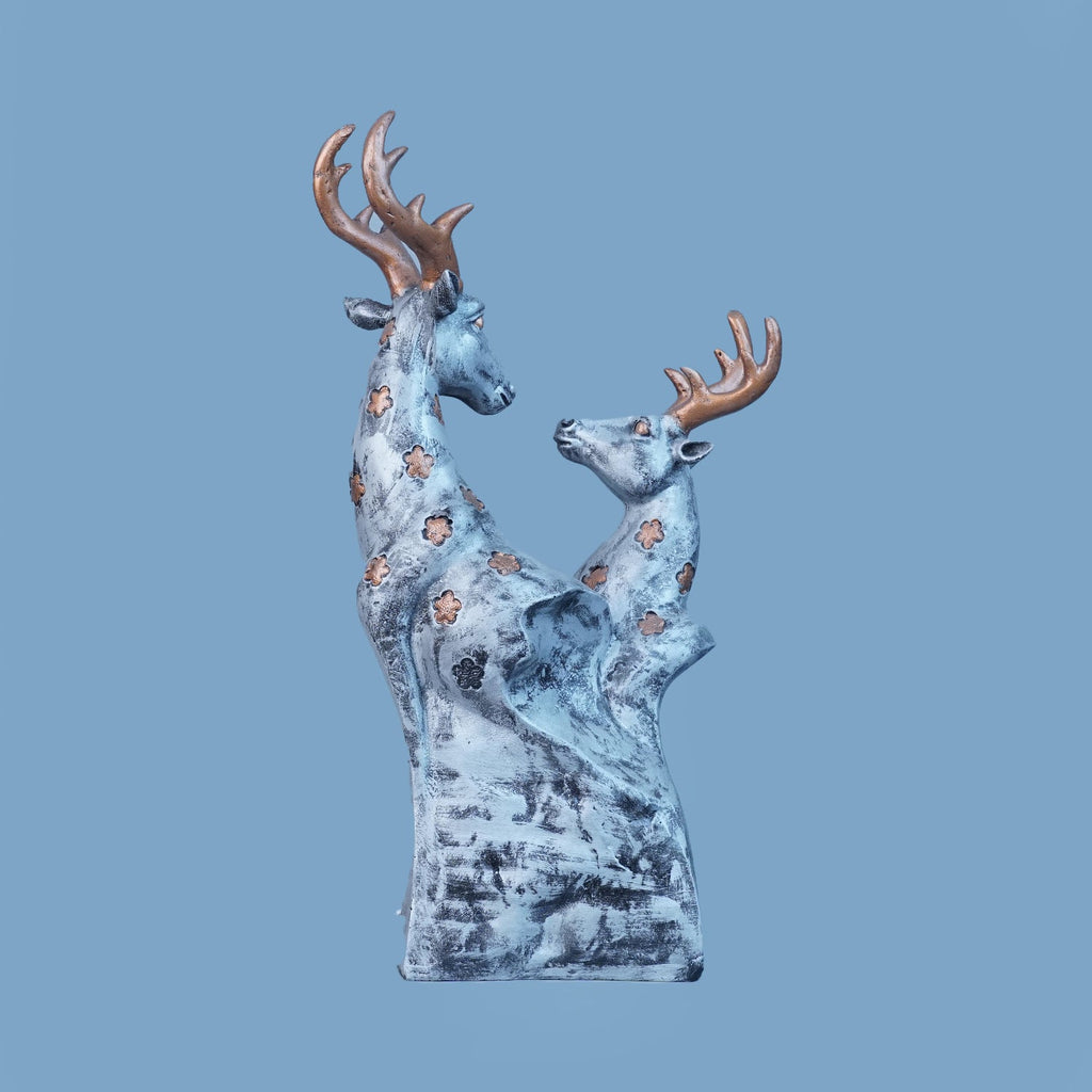 Royal Floral Deer Pair - Antique Silver Collection