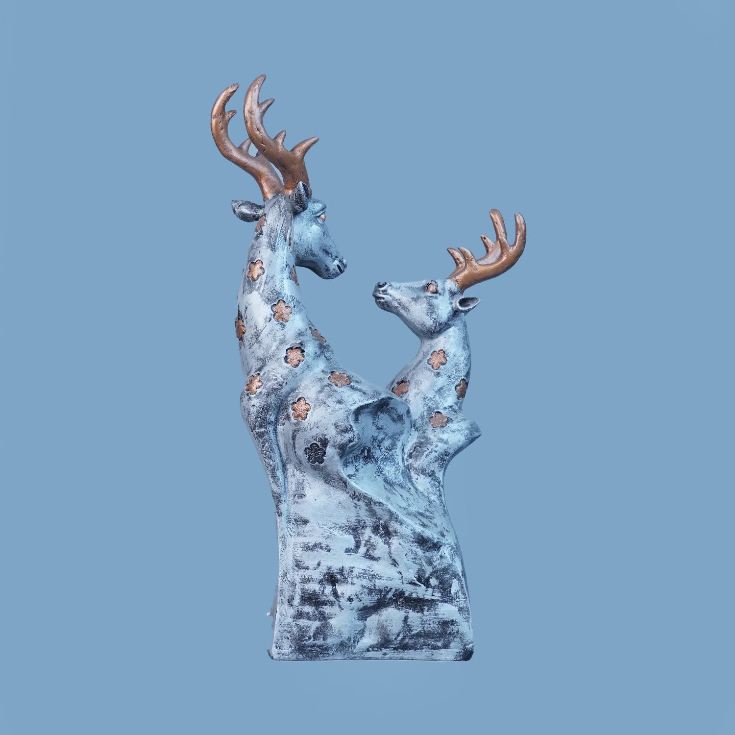 Royal Floral Deer Pair - Antique Silver Collection