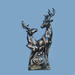 Royal Floral Deer Pair - Antique Brass Collection
