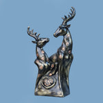 Royal Floral Deer Pair - Antique Brass Collection
