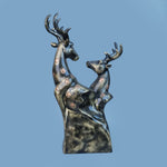 Royal Floral Deer Pair - Antique Brass Collection