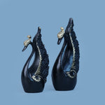 Royal Swan Pair - Black with Gold touch