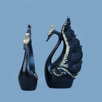 Royal Swan Pair - Black with Gold touch