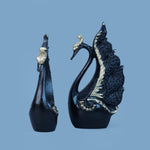 Royal Swan Pair - Black with Gold touch